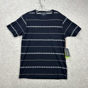 Roark T‎ Shirt Mens Small Navy Crew Tee Horizon Jacquard Organic Sustainable NEW